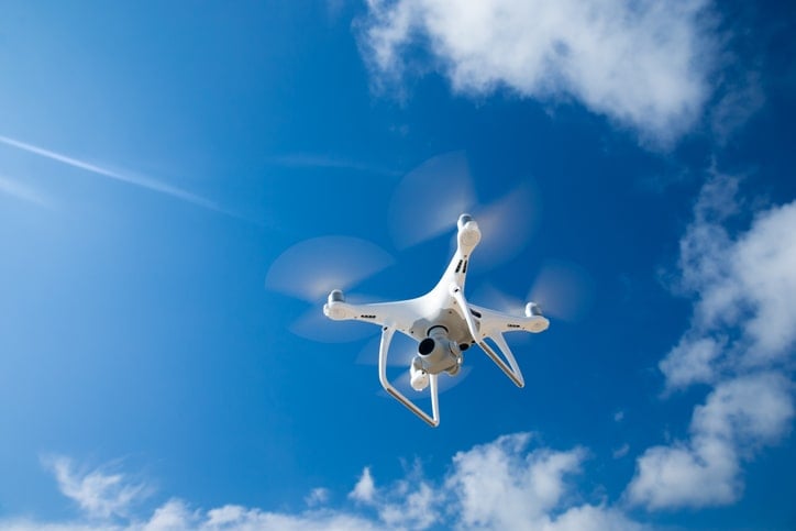 View from under a drone in the sky