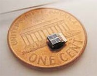 A millimeter-sized solar energy harvesting sensor.