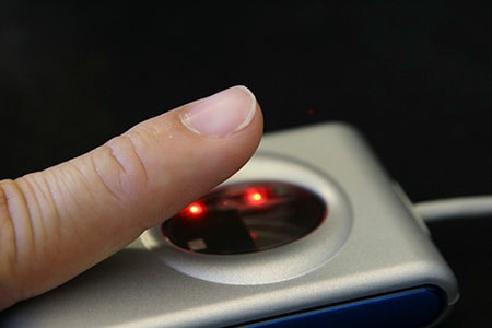 finger over a red sensor