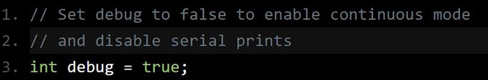 Code snippet - debug mode