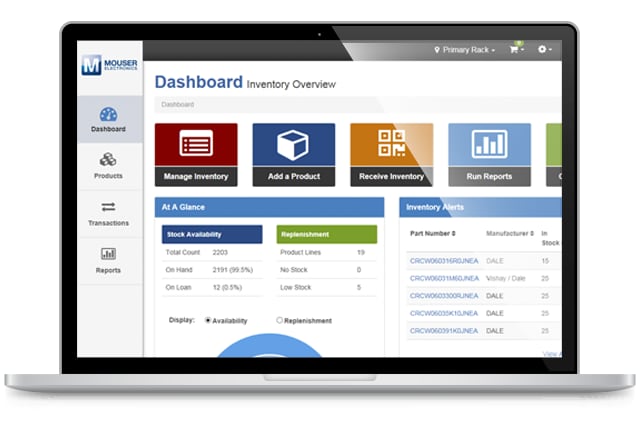 laptop with inventory management application displayed on it