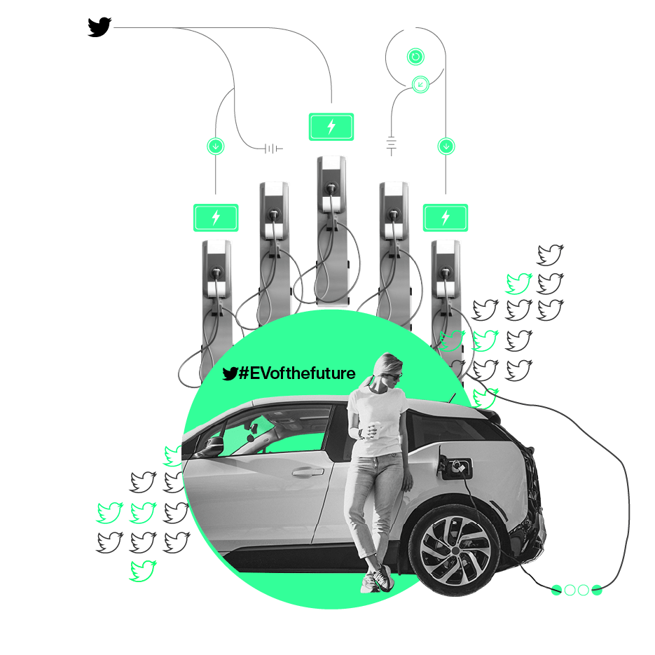 A woman connecting a charger to an electric vehicle