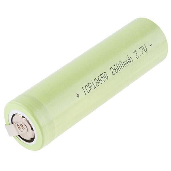 Lithium Ion Battery - 18650 Cell (2600mAh, Solder Tab) - PRT-13189 -  SparkFun Electronics